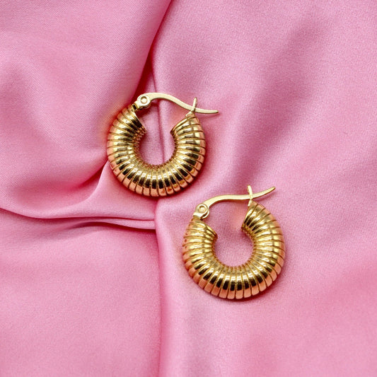 Gold Caterpillar Hoop Earrings