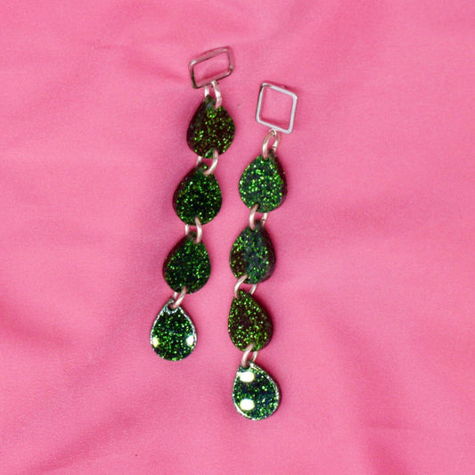 Emerald Glitter Tess Dangles