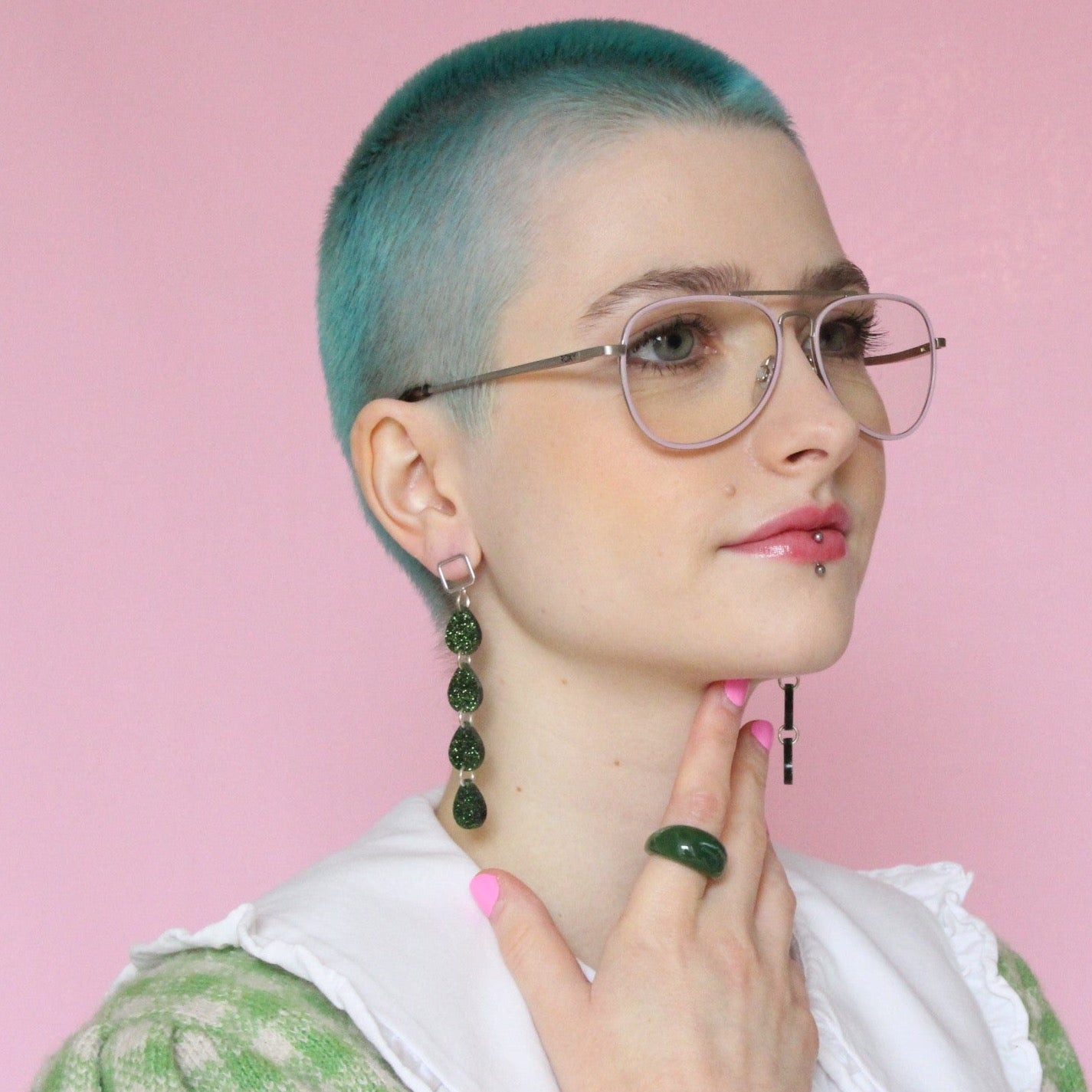 Emerald Glitter Tess Dangles